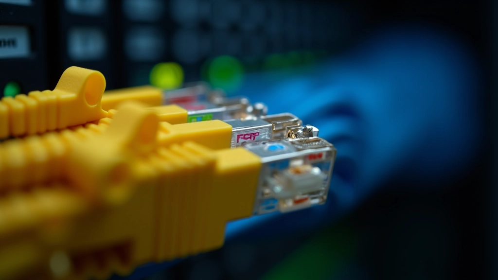 Close-up view of CAT6A cables properly terminated with RJ45 connectors and color-coded labels in network patch panel