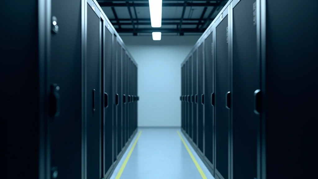 Empty server rack with measurement markings showing rack unit spacing and cable management zones