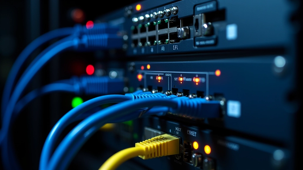 Redundant network switches and failover equipment displaying multiple connection paths