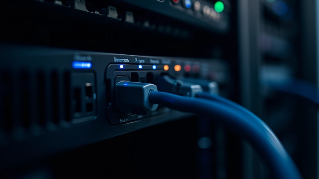 Server rack showing power distribution units with cables organized and connected to multiple devices