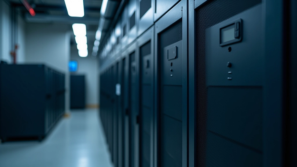 UPS battery units and backup generator systems in a data center power distribution room